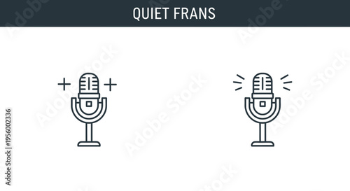 Microphone Icon: Quiet vs. Loud Sound Waves, Volume Control, Audio Recording Concept