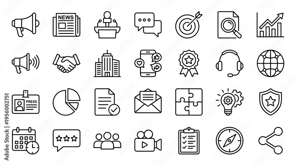 Fototapeta premium Set of Business and Marketing Line Icons for Web and Mobile Application Design