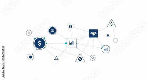 Financial network and data exchange concept.