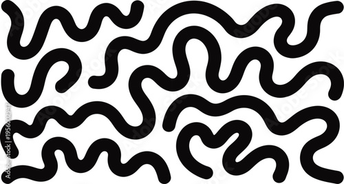 Black Wavy Lines on White Background