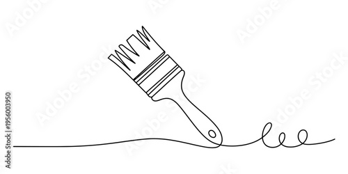 A single continuous line drawing of a paint brush creating a creative artistic sweeping motion Vector, illustration