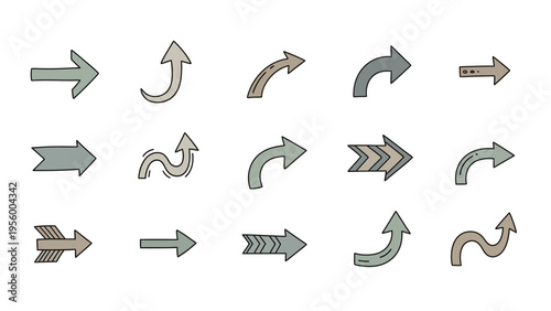 Diverse Hand-Drawn Doodle Arrows Collection for Graphic Design, User Interface Elements, and Creative Project Navigation