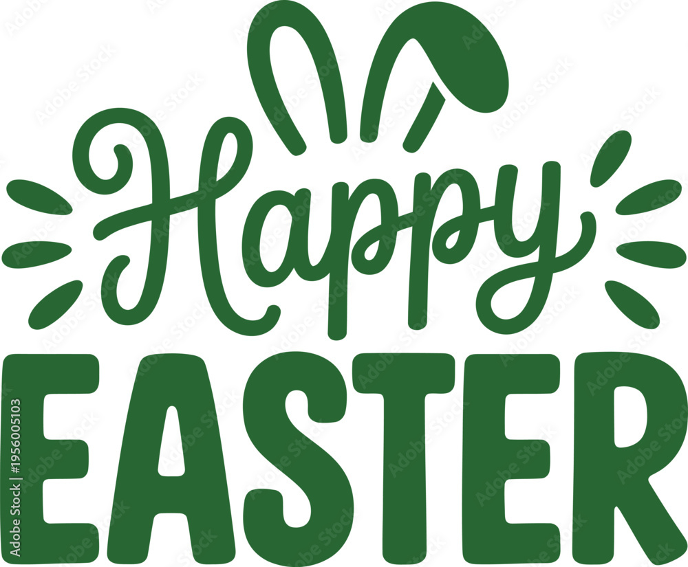 Naklejka premium Green Happy Easter Bunny Greeting