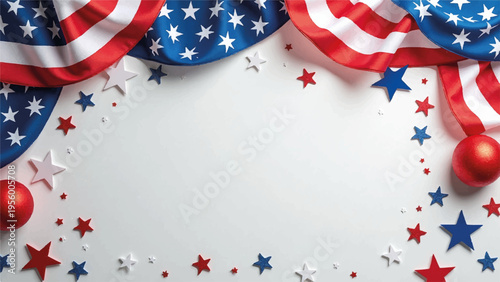 American patriotic banner with stars and flags vector