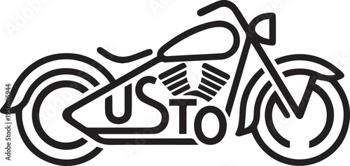 Minimalist Custom Motorcycle Logo with Integrated Typography Lettering