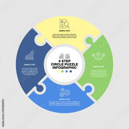 Circle puzzle infographic vector 4 steps option for business presentation template. vector eps