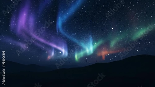 Vibrant Aurora Borealis Night Sky Display.