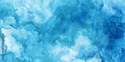 Abstract, a mesmerizing watercolor artwork featuring a blend of sky blue and light blue hues, which creates a serene and abstract visual experience.