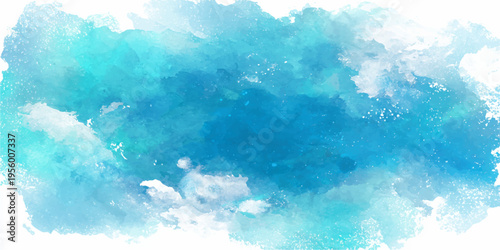 Abstract an ethereal blend of cerulean blue and pristine white, evoking a sense of tranquility. The image presents an abstract watercolor depiction of sky.