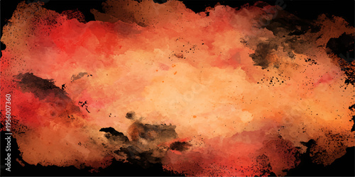 Abstract fiery artistic brushstroke image, with vivid tones of orange, red, and yellow, creating a dynamic visual narrative against a dark backdrop.