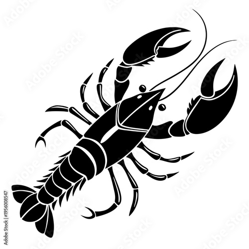 A black lobster icon on transparent background