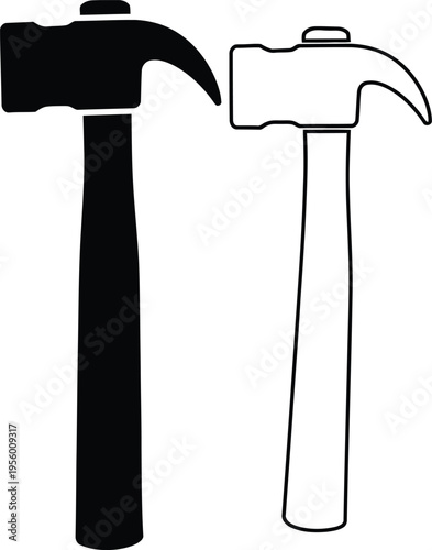 Black and white hammers side by side Vector