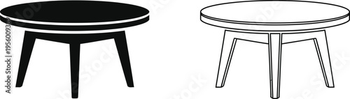 Black and white coffee table with legs Vector