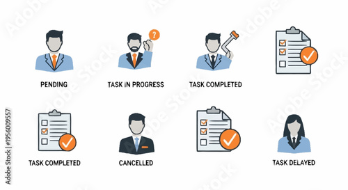 Task status icons for business workflow.