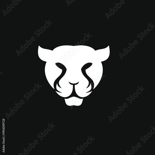 Minimalist White Cheetah Head Logo Design on Black Background