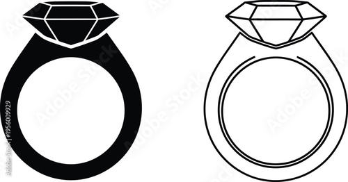 Ring design jewelry black and white illustration Vector