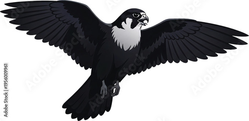 Majestic illustration of a powerful raptor soaring with wings spread, symbolizing freedom and strength in the vast open sky