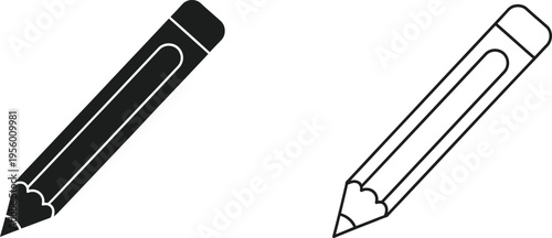 Black and white pencils side by side Vector