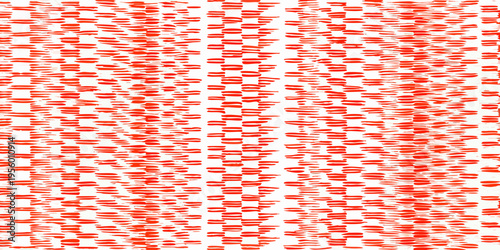 A dense textured pattern of small red brushstrokes on white