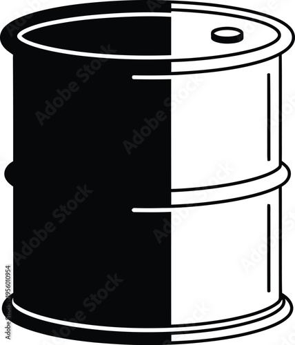 Black and white oil barrel Vector