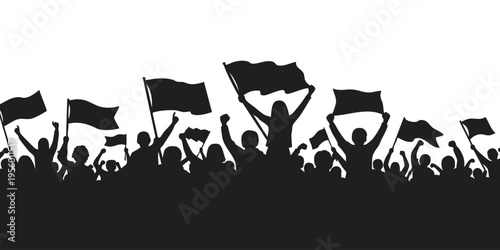 Protesters wave flags and raise fists in a crowded public demonstration.
