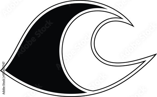 Surf wave icon black white Vector