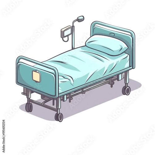  Isometric Hospital Bed Illustration