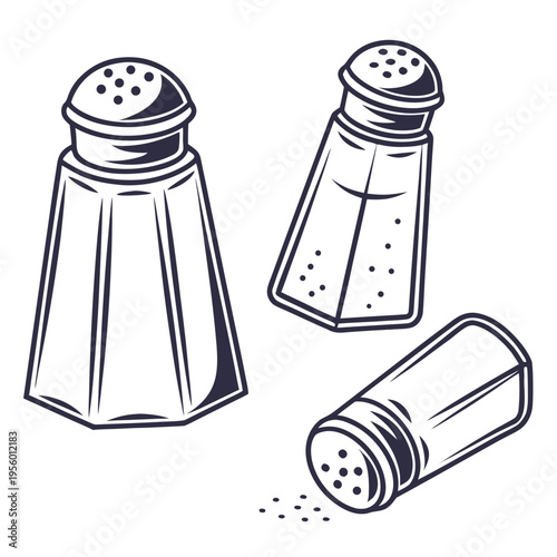 Salt and pepper shakers graphic with represents seasoning and cooking