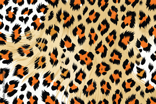 Exotic animal wildlife skin pattern showcasing a vibrant fur texture, ideal for a striking camouflage background design