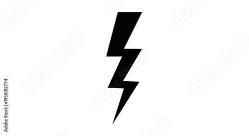 Bold black lightning bolt symbol representing energy power and a sudden burst of inspiration against a clean white