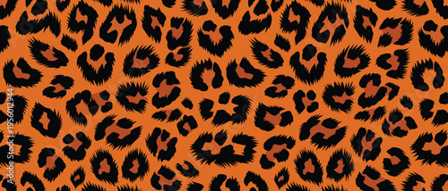 Vibrant wild animal fur skin pattern with authentic wildlife camouflage background. Seamless exotic texture for fashion and design
