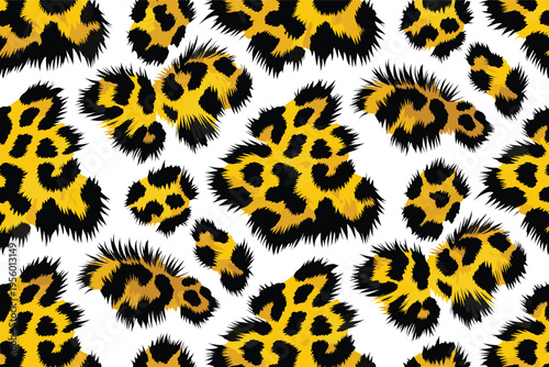 Captivating seamless animal wildlife skin pattern featuring vibrant leopard fur spots, forming an artistic and natural camouflage background perfect for various design applications