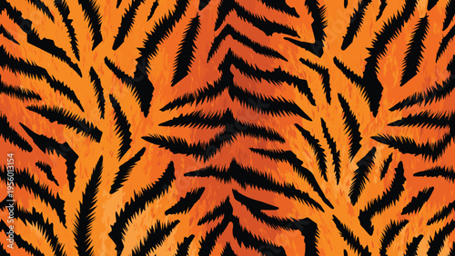 Captivating animal wildlife skin pattern featuring classic tiger fur camouflage, creating an exotic and vibrant background texture for diverse designs