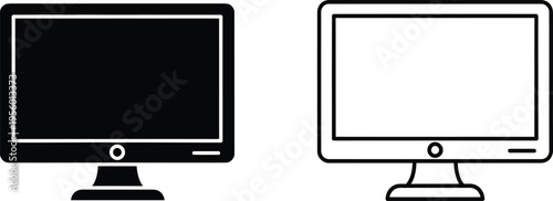 Computer monitors black and white icons Vector