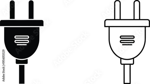 Black and white electrical plug icons Vector