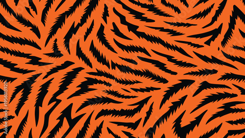 Captivating wild animal fur pattern providing natural camouflage; a detailed wildlife skin texture background with a striking striped design