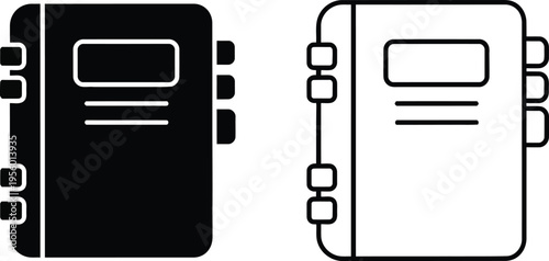 Black and white illustration of two binders Vector