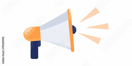 Illustration of a vintage style megaphone with sound waves emanating