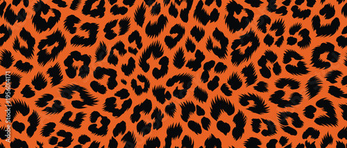 Vibrant orange and black wild animal skin pattern showcasing exotic wildlife fur for a bold and striking camouflage background design