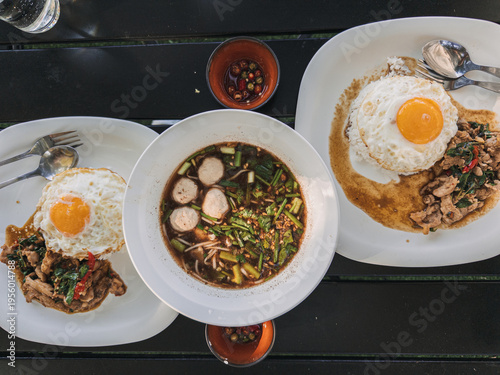Thai breakfast delight. Traditional Thai dishes served beautifully