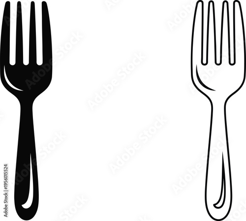 Forks silhouette black white Vector