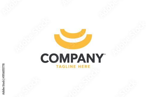 Abstract Yellow Curved Logo Design with Minimalist Arc Symbol for Corporate Identity and Brand Branding