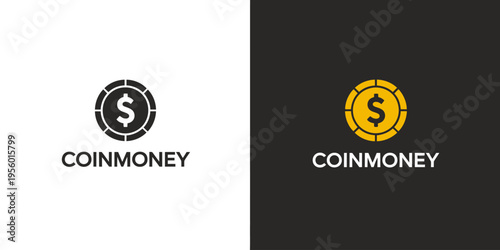 Gold Dollar Coin Logo Design with Money Symbol for Banking Finance and Casino Gaming