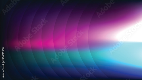 Abstract neon gradient background with glowing magenta cyan and blue light beam and curved layered bands