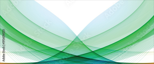 Modern elegant backdrop featuring flowing transparent green curves and digital line art eps10