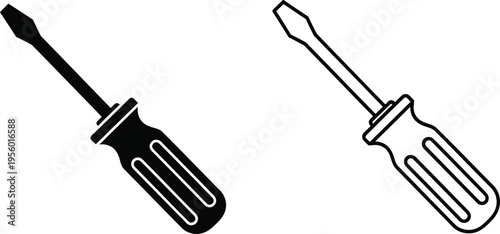 Screwdrivers black and white illustration Vector
