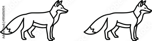 Two foxes side by side line drawing Vector