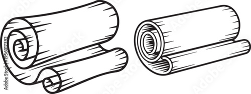 Vector illustration of rolled up mats, yoga mats, exercise mats, fitness equipment