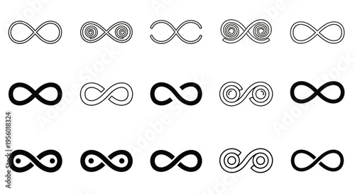 Collection of Infinity Symbols in Various Styles and Designs, Representing Limitless Possibilities and Eternal Concepts