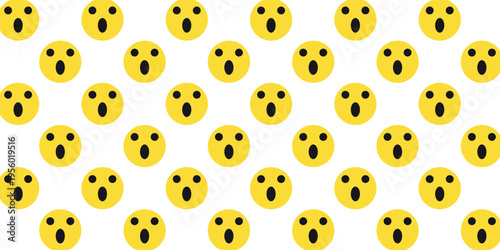 Surprise emoji pattern on white background . Wow emoji pattern . Vector illustration